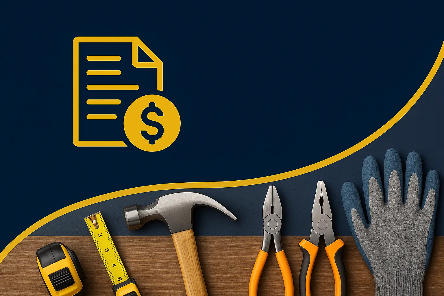 Graphic with dollar icon and tools representing the rates and pricing for Craig's Property Maintenance handyman services in Wellington.