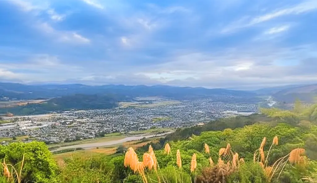 View over Upper Hutt and the Hutt River from the hills, a key service area for Craig's Property Maintenance handyman services.