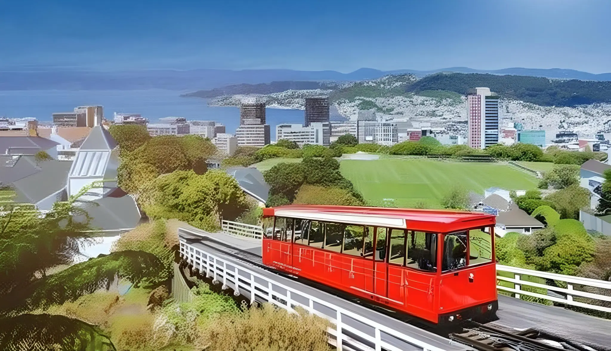 The iconic red Wellington cable car overlooking the city, a key service area for Craig's Property Maintenance handyman services.